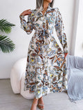 Namcoverse Vantage Flower Print Solid Full Shirt Sleeve A-line Dress