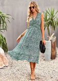 Namcoverse Summer Sleeveless Ruffle Fashion A Line Deep V Neck Elegant Party Maxi Dress