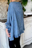 namcoverse Solid Color Elegant Ruffle Denim Coat