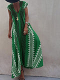 Namcoverse Summer Casual Party Loungewear Print Vintage Deep V Neck Maxi Dress