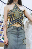 namcoverse Gradient Whimsical Star Shape Denim Camisole