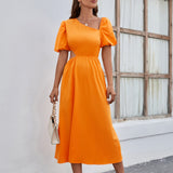 Namcoverse Casual Fashion Pure Color Waist Sexy Dress