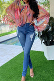 namcoverse Tie Dye Unusual High Split Blouse