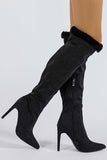 namcoverse Pointed Toe Fuzzy High Heel Knee High Boots