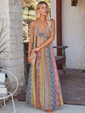 Namcoverse Trendy Elegant Boho Party Beach Vacation V Neck Printed Floral Maxi Dress