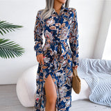 Namcoverse Vantage Flower Print Solid Full Shirt Sleeve A-line Dress