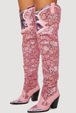 namcoverse Pink Snake Print Patchwork Modern Boots