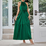 Namcoverse Elegant Casual High Waist Sleeveless Maxi Halter Dress