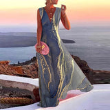 Namcoverse Elegant V Neck Party Sexy Sleeveless Beach Vintage Dress