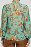 namcoverse Floral Print Retro Mock Neck Blouse