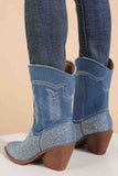 namcoverse Rhinestone Mid-Calf Pointed Toe Western Cowboy Boots