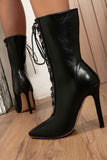 namcoverse Pointed Toe Lace Up Mid-Calf Boots