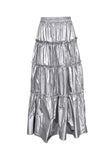 namcoverse Metallic Ruched Tiered Skirt