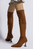 namcoverse Suede Pointed Toe Patchwork Stretchy Over the Knee Boots