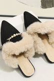 namcoverse Pearl Plush Pointed-Toe Loafer Mules