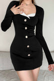 namcoverse Button Up Long Sleeve Bodycon Dress