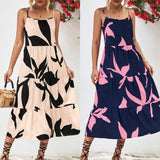 Namcoverse Women's Fashion Holiday Print Fashion Suspenders Strapless Beach Maxi Dress