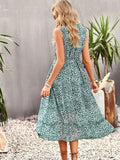 Namcoverse Summer Sleeveless Ruffle Fashion A Line Deep V Neck Elegant Party Maxi Dress