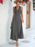 Namcoverse Women Elegant Party Sleeveless Flower Floral Print Maxi Dress