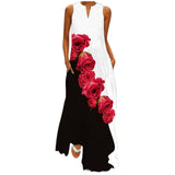 Namcoverse Fashion Floral Print Sleeveless V-Neck Maxi Dress