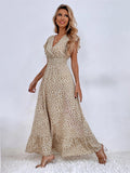 Namcoverse Fashion Print Polka Dot Beach Resort Dress Sexy V Neck Maxi Dress