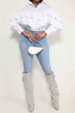 namcoverse Solid Color Whimsical Tiered Ruffle Shirt