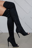 namcoverse Solid Color Peep Toe Modern Stiletto Boots