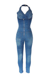 namcoverse Denim On-trend Backless Jumpsuit