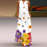 Namcoverse Fashion Star Print Elegant Sleeveless Print V Neck Party Maxi Dress