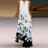 Namcoverse Fashion Floral Print Sleeveless V-Neck Maxi Dress