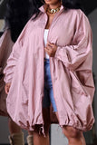 namcoverse Solid Color Zipper Relaxed Drawstring Coat