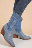 namcoverse Rhinestone Mid-Calf Pointed Toe Western Cowboy Boots