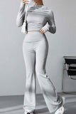 namcoverse Pleated Long Sleeve Bootcut Pants Two-Piece Set