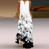 Namcoverse Fashion Floral Print Sleeveless V-Neck Maxi Dress