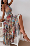 Namcoverse Vintage Bohemian Print Backless Off Shoulder Dress