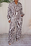 namcoverse Zebra Print Shirt Collar Stylish Pant Suit