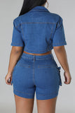 namcoverse Solid Color Modern Multi Pocket Denim Pant Suit