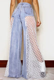 namcoverse Lace Patchwork Rocking Wide Leg Jeans