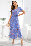 Namcoverse Summer Women's Floral Lace Casual Loose Short Sleeve Maxi Dress