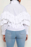 namcoverse Solid Color Whimsical Tiered Ruffle Shirt