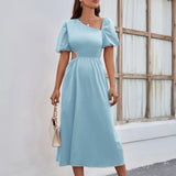 Namcoverse Casual Fashion Pure Color Waist Sexy Dress