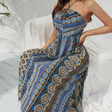 Namcoverse Fashion Summer Colorful Sexy Backless Casual Sleeveless Maxi Dress