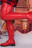 namcoverse Solid Color Unique Strappy Thigh-Length Boots