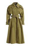 namcoverse Solid Color Striking Belted Cutout Irregular Trench Coat