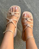 namcoverse Solid Color Relaxed Braided Knotted Sandals