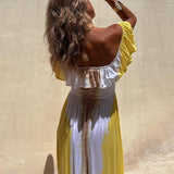 Namcoverse Vintage Tie-Dye Print Bohemian Sexy Backless Cutout Maxi Dress