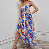 Namcoverse Ladies Holiday Print Fashion Sling Print Beach Maxi Dress