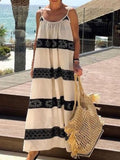 Namcoverse Bohemian Striped Print Beach Patchwork Sexy Sleeveless Dress