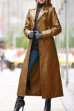 namcoverse Solid Color Single Breasted On-trend PU Trench Coat