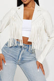 namcoverse Solid Color Cool Tassel PU Jacket